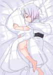  feet from_above konpaku_youmu lying muku-coffee oekaki on_side pillow pillow_hug silver_hair sleeping touhou 