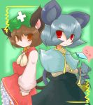  basket brown_eyes brown_hair cat_ears cat_tail chen hat mouse mouse_ears mouse_tail multi_tail multiple_tails nazrin negi_tsuki_jinto red_eyes short_hair tail touhou 