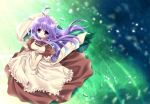  capura.l grass kafra long_hair maid purple_eyes purple_hair ragnarok_online violet_eyes wind 