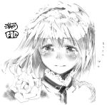  fbc flower hairband monochrome sad tears touhou translated 