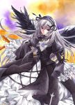  frills hairband purple_eyes rozen_maiden silver_hair suigintou sword traditional_media trimcolor violet_eyes weapon wings 