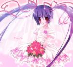  bouquet bride dress flower kooh pangya purple_hair twintails wedding_dress 