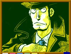  1boy artist_request chalk hat lupin_iii male_focus solo zenigata_kouichi 