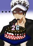  1boy birthday cake candle food hat one_piece solo trafalgar_law 