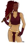  1girl armor dark_skin dc_comics empress_(dc) hand_on_hip parted_lips ponytail solo weapon young_justice 