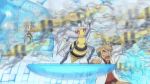  1boy animated animated_gif beedrill ookido_yukinari pokemon pokemon_(anime) swarm 