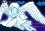  1girl adventure_time angel_wings barefoot blue_skin cartoon_network feet guardian_angel_(adventure_time) solo translation_request white_hair wings 