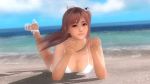 1girl beach bikini breasts dead_or_alive dead_or_alive_5 honoka_(doa) large_breasts looking_at_viewer official_art pink_hair swimsuit tecmo white_bikini white_swimsuit 
