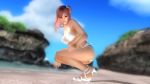  1girl beach bikini breasts dead_or_alive dead_or_alive_5 honoka_(doa) kneeling large_breasts official_art swimsuit tecmo white_bikini white_swimsuit 