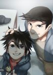  2boys big_hero_6 brothers disney family highres hiro_hamada marvel multiple_boys robot shadow siblings smile tadashi_hamada 