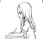  1girl animated animated_gif female hair_tucking karakai_jouzu_no_takagi-san kijouyu_udon long_hair monochrome school_uniform smile solo takagi-san 