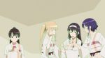  4girls animated animated_gif black_hair blonde_hair brown_hair cellphone hairband hyoudou_michiru japanese_clothes kasumigaoka_utaha katou_megumi kimono long_hair multiple_girls phone ponytail purple_hair rock_paper_scissors saenai_heroine_no_sodatekata sawamura_spencer_eriri short_hair twintails yukata 