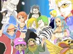  3girls 6+boys alabasta black_hair blonde_hair blue_hair brown_hair dress glasses green_hair hat kohza monkey_d_luffy multiple_boys multiple_girls nami_(one_piece) nico_robin one_piece orange_hair princess roronoa_zoro sanji scar sir_crocodile smoker straw_hat tony_tony_chopper usopp 