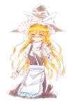  1girl apron blonde_hair blue_eyes blush braid crying kirisame_marisa long_hair pokan_(xz1128) solo tagme touhou traditional_media watercolor_(medium) witch 