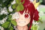  1girl flower grin hoshizora_miyuki looking_at_viewer precure red_eyes redhead smile smile_precure! solo yuucho 