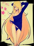  1girl blonde_hair chorimokki female long_hair nail_polish panties photoshop pokemon pokemon_champion shirona_(pokemon) solo tagme underwear very_long_hair 