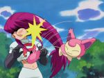  1girl animated animated_gif musashi_(pokemon) pokemon pokemon_(anime) skitty team_rocket 