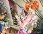  1girl apron doukoku_soshite game_cg hatori_itsumi redhead twintails waitress yokota_mamoru 