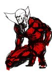  1boy bald bodysuit calborn dc_comics deadman male_focus pale_skin pixiv_manga_sample popped_collar sketch solo squatting 
