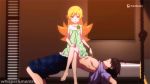  1boy 1girl all_fours animated animated_gif araragi_koyomi bakemonogatari barefoot blonde_hair bracelet jewelry monogatari_(series) oshino_shinobu tsukimonogatari yellow_eyes 