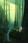  1girl avatar:_the_last_airbender closed_eyes forest grey_hair hair_bun hairband meditation nature old older powersimon scenery sitting solo spirit swamp the_legend_of_korra toph_bei_fong tree wristband 