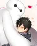  1boy baymax big_hero_6 black_hair disney heart hiro_hamada hug marvel robot 