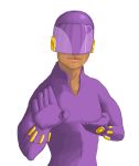  1boy batman_(series) bodysuit dark_skin dc_comics fighting_stance gloves helmet male_focus orpheus_(dc) purple simple_background solo 
