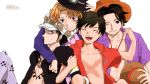  4boys black_hair blonde_hair brothers monkey_d_luffy multiple_boys one_piece portgas_d_ace sabo_(one_piece) scar shueisha siblings trafalgar_law 