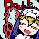  1girl blonde_hair character_name closed_eyes double_(skullgirls) drooling female monster nun open_mouth skullgirls solo 