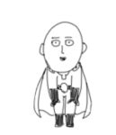  1boy animated animated_gif bald cape dancing gloves lowres male_focus monochrome one-punch_man saitama_(one-punch_man) smile solo 