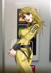  1girl ass blonde_hair blue_eyes bodysuit envelope long_hair manila_envelope military military_uniform mori_yuki pork_(fordfairlane) solo uchuu_senkan_yamato uchuu_senkan_yamato_2199 uniform 