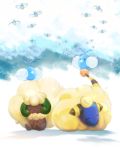  bird closed_eyes flying horns mareep nintendo no_humans pokemon pokemon_(game) sheep smile swablu tail whimsicott wool 