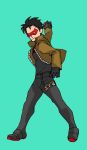  1boy batman_(series) bodysuit dc_comics domino_mask jacket jason_todd mask pokemon red_hood_(dc) solo 
