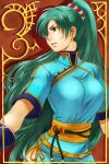  1girl breasts fire_emblem fire_emblem:_rekka_no_ken green_eyes green_hair long_hair lyndis_(fire_emblem) nintendo ponytail 