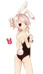  1girl animal_ears ass breasts bunny_girl bunny_tail heart league_of_legends orange_eyes ponytail rabbit_ears riven_(league_of_legends) short_hair small_breasts tail white_hair yana_(pixiv_2410913) 