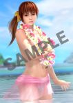  3d alternate_costume beach breasts dead_or_alive dead_or_alive_5 dead_or_alive_5_last_round kasumi_(doa) lei official_art poster tagme tecmo topless 