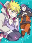  blonde_hair blue_eyes blue_hair chappa_(chappa7610) cosplay costume_switch hyuuga_hinata naruto spiky_hair tagme uzumaki_naruto whisker_markings white_eyes wink 