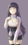  1girl bei_ju_luoxuan_wan hime_cut hyuuga_hinata lavender_eyes naruto naruto:_the_last open-chest_sweater purple_hair solo sweater thigh-highs turtleneck 