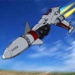  aircraft airplane dekka_bau densetsu_kyojin_ideon highres hirodango jet outdoors sky 