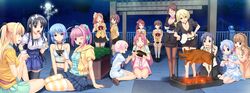  6+girls aoi_matsuri blonde_hair blue_hair brown_eyes brown_hair clean_one_(tropical_vacation) fukami_nagisa game_cg highres himuro_rikka hinata_hanabi kagurazaka_namine katakage_fuurin kitami_minamo koigakubo_chihaya koutaro long_hair minazuki_izumi mukou_aoi multiple_girls pig ponytail redhead saotome_nagi short_hair striped striped_legwear suzukaze_hotaru takara_ichiko thigh-highs tokoro_koran tropical_kiss tropical_vacation twinkle_(company) 