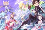  2boys 6+girls asuna_(sao) asuna_(sao-alo) dragon highres kirito kirito_(sao-alo) klein leafa lisbeth lisbeth_(sao-alo) multiple_boys multiple_girls pina_(sao) shinon_(sao-alo) silica silica_(sao-alo) sword_art_online ye_(heroyexin) yui_(sao) yui_(sao-alo) 