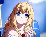  1girl amagi_brilliant_park animated animated_gif bare_shoulders blonde_hair blue_eyes facing_viewer female latifa_fleuranza looking_at_viewer smile solo tagme 