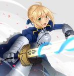  1girl blonde_hair fate/stay_night fate_(series) female green_eyes kogai_aki looking_at_viewer md5_mismatch pixiv_thumbnail resized saber solo sword weapon 