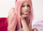  1girl cosplay haruno_sakura naruto photo pink_hair smile solo 