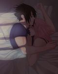  1boy 1girl couple dymx haruno_sakura indoors naruto sleeping uchiha_sasuke 