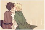  2boys axis_powers_hetalia brown_background child kiss male_focus multiple_boys simple_background sitting spain_(hetalia) united_kingdom_(hetalia) utaoka_(23com) yaoi 