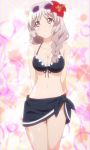  bikini braid breasts cleavage flower inou-battle_wa_nichijou-kei_no_naka_de kushikawa_hatoko pink_eyes pink_hair screencap sparkle sunglasses swimsuit 