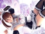  3d apron brown_eyes brown_hair cocoa_(character) frilled_legwear frills hair_ornament incise_soul looking_at_viewer m-rs maid maid_apron ribbon thigh-highs 