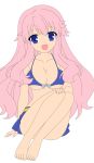  1girl absurdres baka_to_test_to_shoukanjuu bangs bare_midriff bikini blue_eyes breasts cleavage erect_nipples hair_ornament hairclip highres himeji_mizuki hips large_breasts legs long_hair looking_at_viewer mound_of_venus navel open_mouth photoshop pink_hair simple_background smile solo standing swimsuit thighs tongue transparent_background vector_trace 