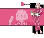  1girl alternate_costume female flat_chest haruno_sakura japanese_clothes looking_at_viewer naruto naruto:_the_last official_art solo 